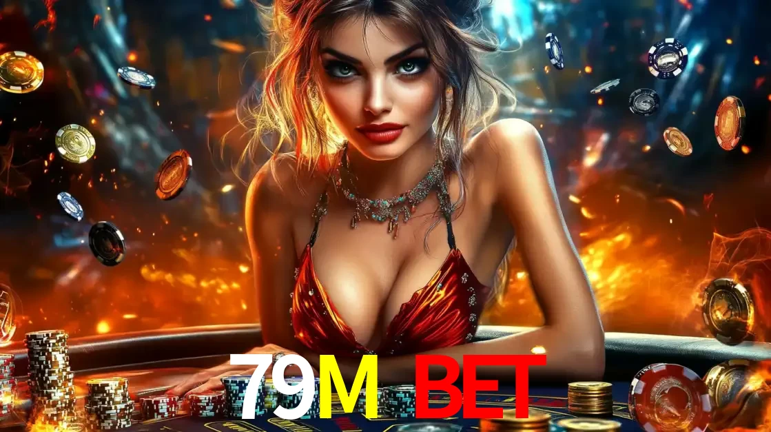 Mulher em uma mesa de cassino com pilhas de fichas e um fundo de fogo, pronta para uma rodada de altas apostas nos jogos de mesa emocionantes do cassino 79M BET.