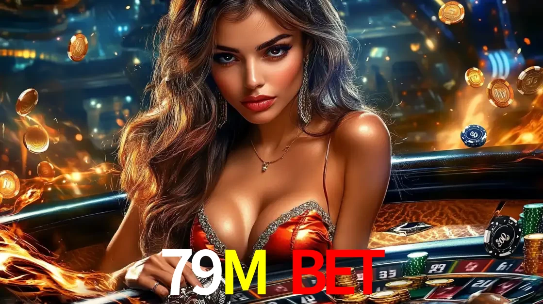 Mulher glamourosa em uma mesa de roleta com um fundo de chamas e moedas voadoras, pronta para fazer sua aposta e ganhar grandes prêmios no cassino ao vivo 79M BET.